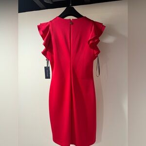 Elegant pink Ruffle Sleeve Dress